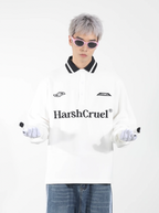 Harsh and Cruel Patchwork Embroidery Long Sleeve POLO