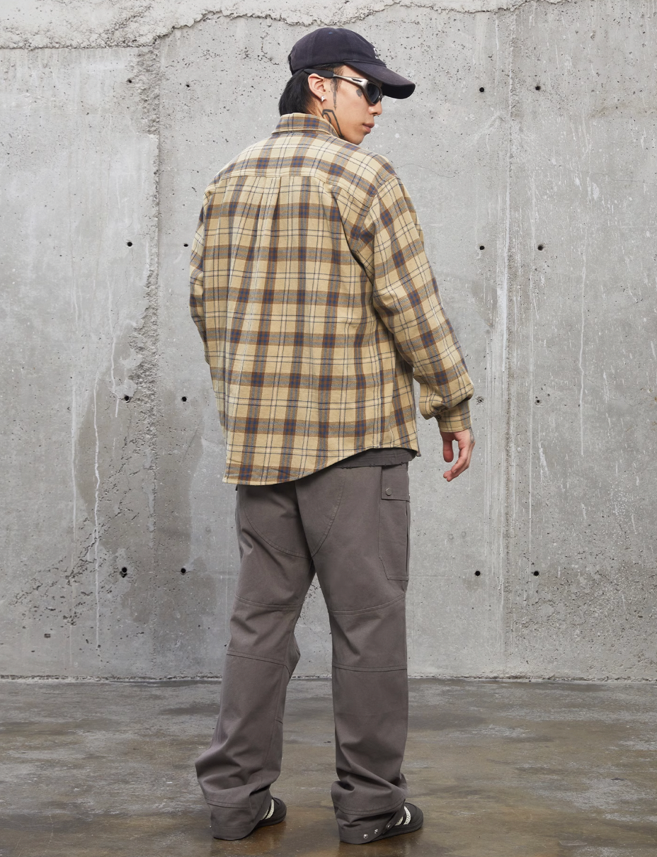 F2CE Khaki Plaid Long Sleeved Shirt