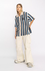 EMPTY REFERENCE Striped Woven Short Sleeve Shirt