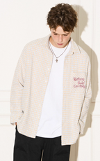 EMPTY REFERENCE Blue White Tweed Long Sleeve Shirt