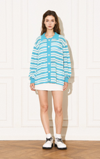 EMPTY REFERENCE Knit Striped Embroidered Long Sleeve Shirt