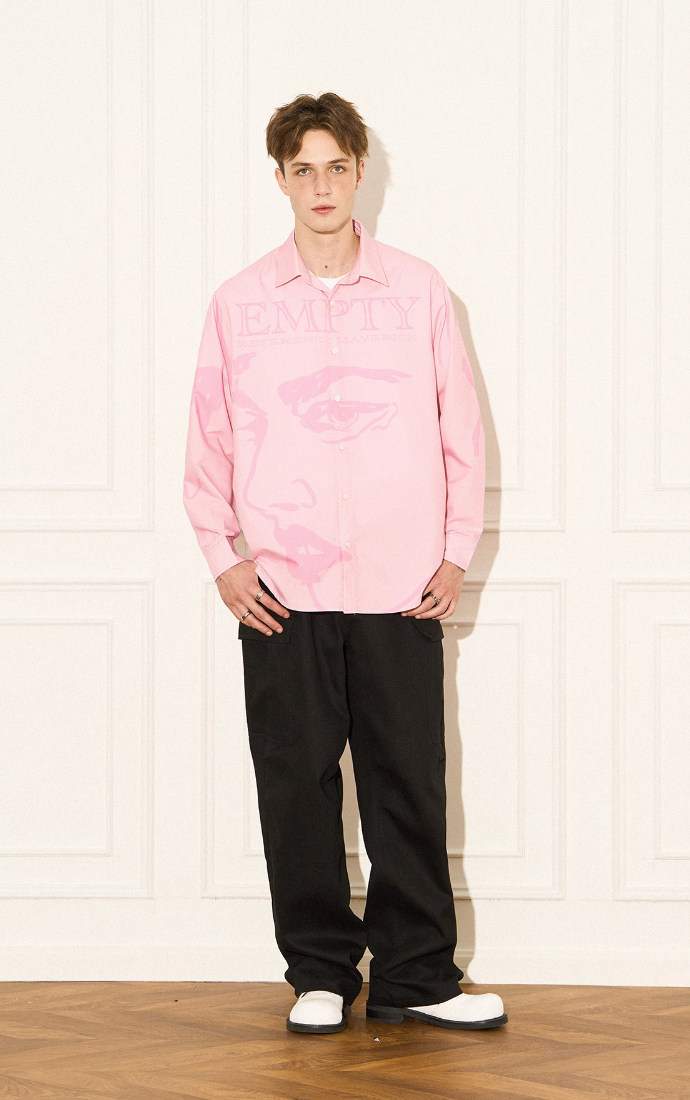 EMPTY REFERENCE Pink Portrait Long Sleeve Shirt