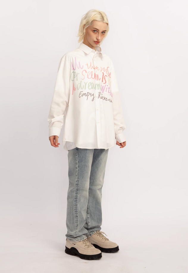 EMPTY REFERENCE Colorful Graffiti Letter Long Sleeve Shirt