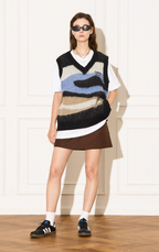 EMPTY REFERENCE Mohair Ripple Wool V-Neck Knit Vest