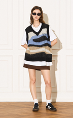 EMPTY REFERENCE Mohair Ripple Wool V-Neck Knit Vest