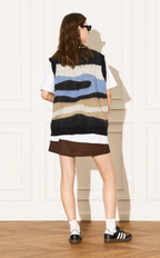 EMPTY REFERENCE Mohair Ripple Wool V-Neck Knit Vest