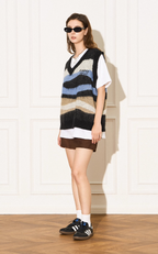 EMPTY REFERENCE Mohair Ripple Wool V-Neck Knit Vest