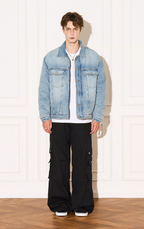 EMPTY REFERENCE Embossed Logo Denim Jacket