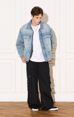EMPTY REFERENCE Embossed Logo Denim Jacket
