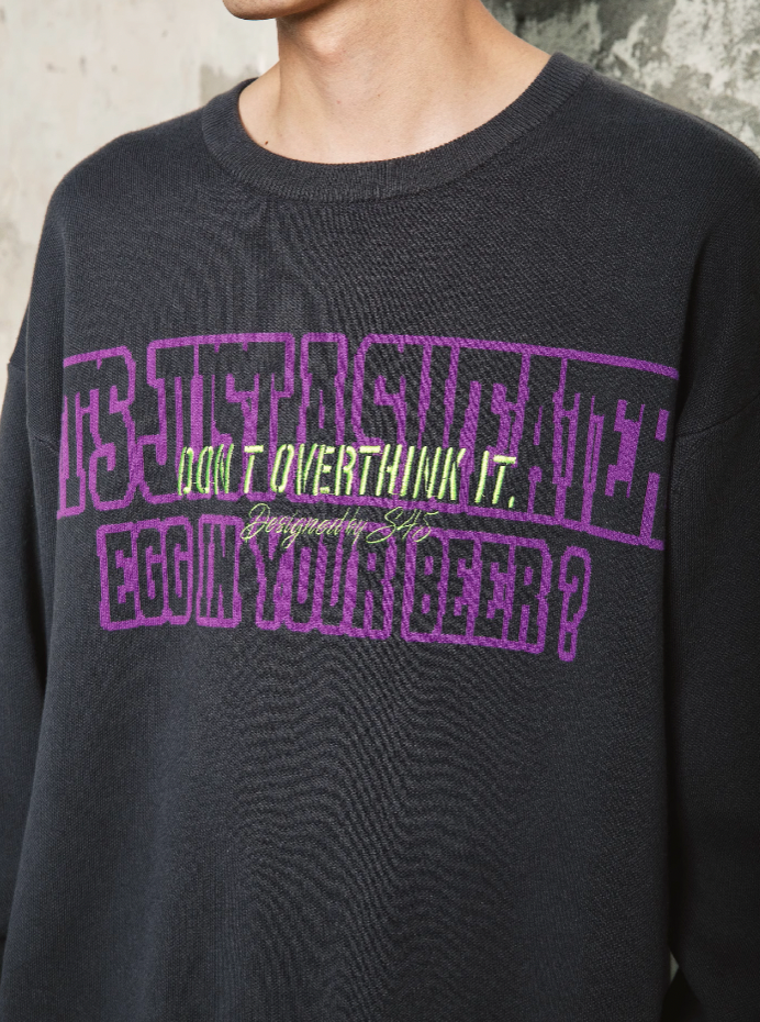 S45 Monogrammed Slogan Embroidered Knit Sweater