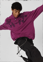JHYQ Screen Printed Half Zip Sweatshirt