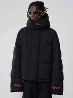 Harsh and Cruel Embroidered Logo Loose Sleeves Down Jacket
