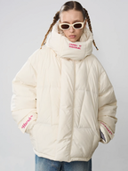 Harsh and Cruel Embroidered Logo Loose Sleeves Down Jacket