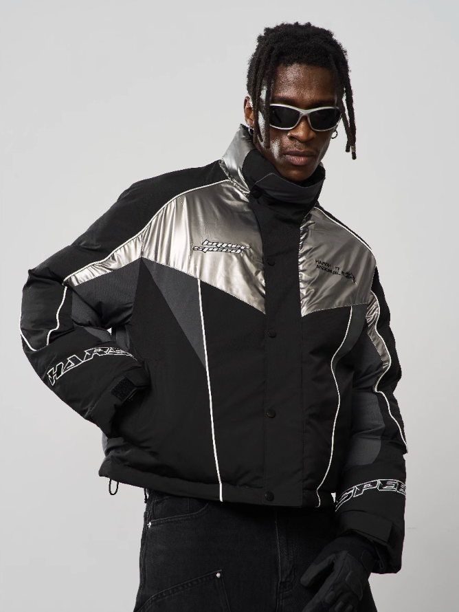 Harsh and Cruel Patchwork Embroidered Racing Down Jacket