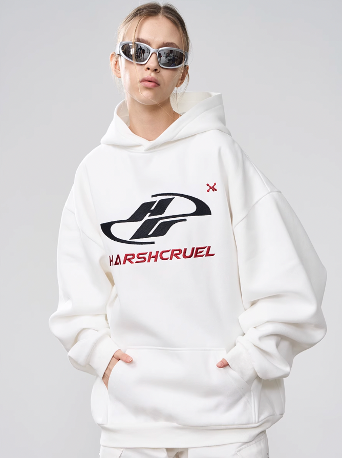 Harsh and Cruel Dynamic Embroidered Logo Loose Hoodie