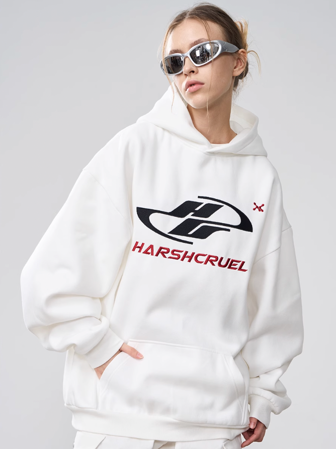Harsh and Cruel Dynamic Embroidered Logo Loose Hoodie