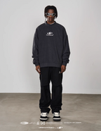 Harsh and Cruel Embroidered Logo Fleece Round Neck Sweater