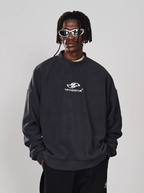 Harsh and Cruel Embroidered Logo Fleece Round Neck Sweater