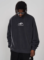 Harsh and Cruel Embroidered Logo Fleece Round Neck Sweater