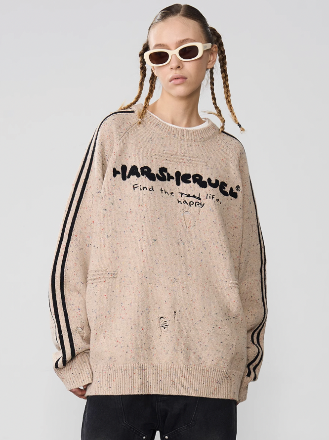 Harsh and Cruel Embroidered Knit Logo Sweater
