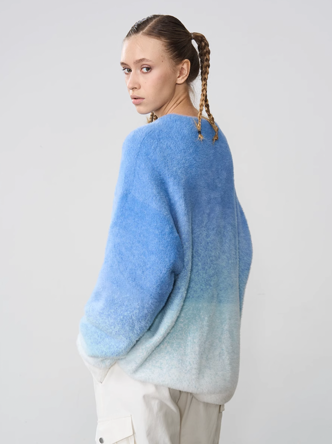 Harsh and Cruel Embroidered Logo Gradient Knit Sweater