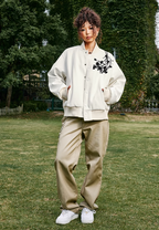 MEDM Daisy Embroidery Varsity Jacket