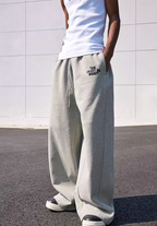 MEDM Basic Embroidered Wide Leg Sweat Pants