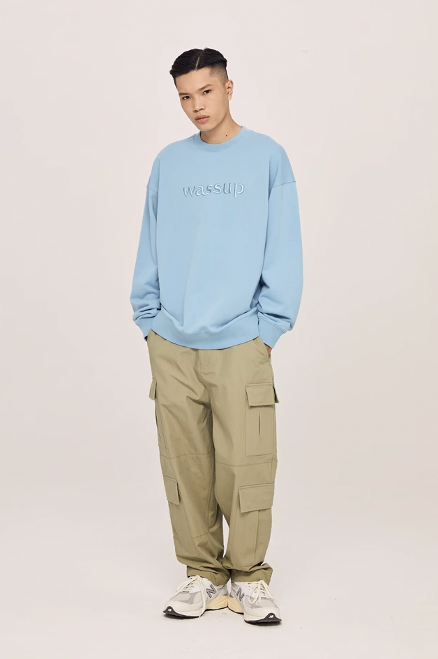 Wassup House 3D Embroidery Basic Logo Sweatshirt