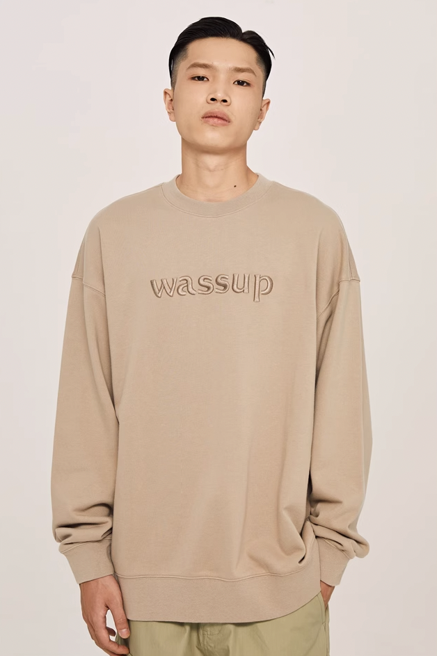 Wassup House 3D Embroidery Basic Logo Sweatshirt