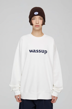 Wassup House 3D Embroidery Basic Logo Sweatshirt