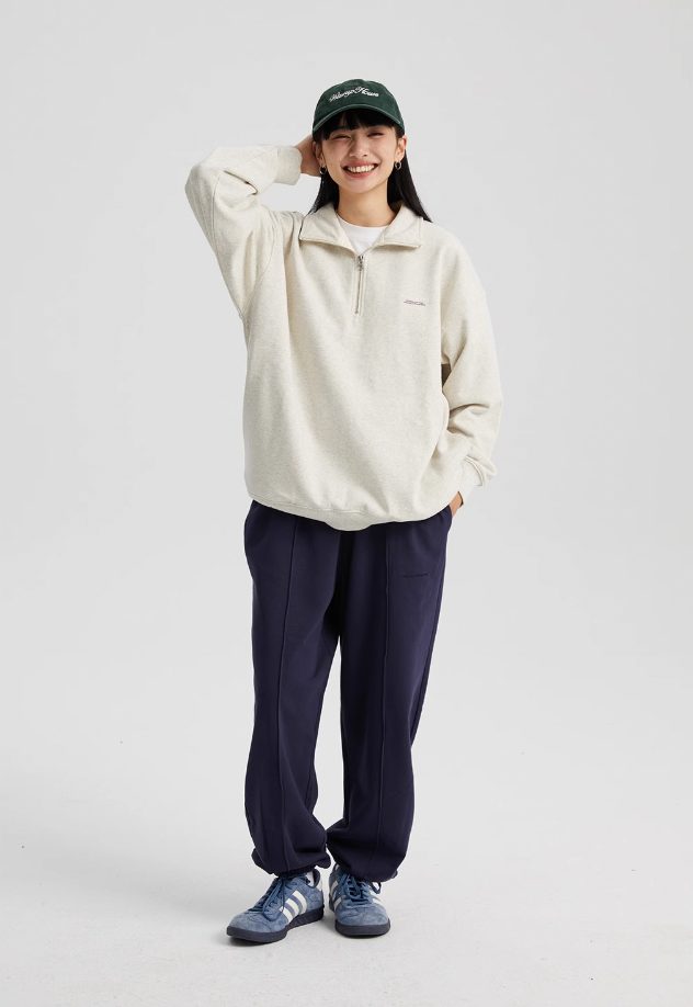 Wassup House Half Zipper Logo Sweatshirt