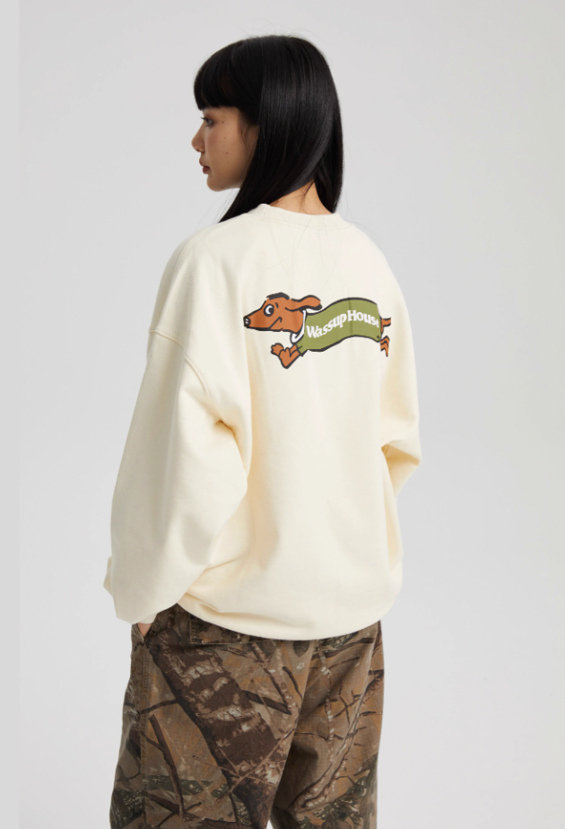 Wassup House Dachshund Running Printed Sweatshirt
