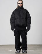 Harsh and Cruel Embroidered Logo Stand Up Collar Down Jacket