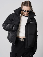 Harsh and Cruel Embroidered Logo Stand Up Collar Down Jacket