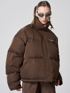Harsh and Cruel Embroidered Logo Stand Up Collar Down Jacket