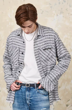 Harsh and Cruel Distressed Tweed Long Sleeve Shirt