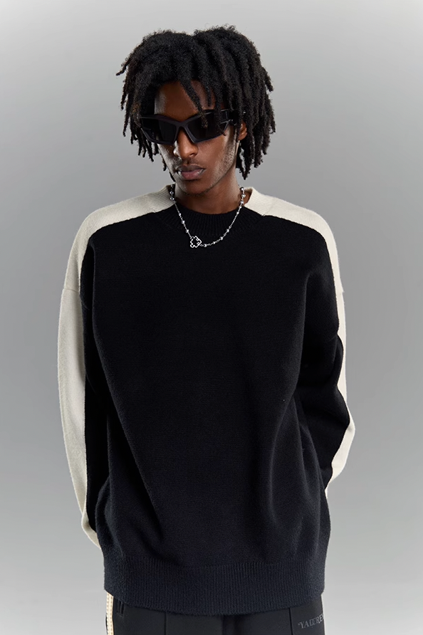 YADcrew Black & White Contrasting Knit Sweater