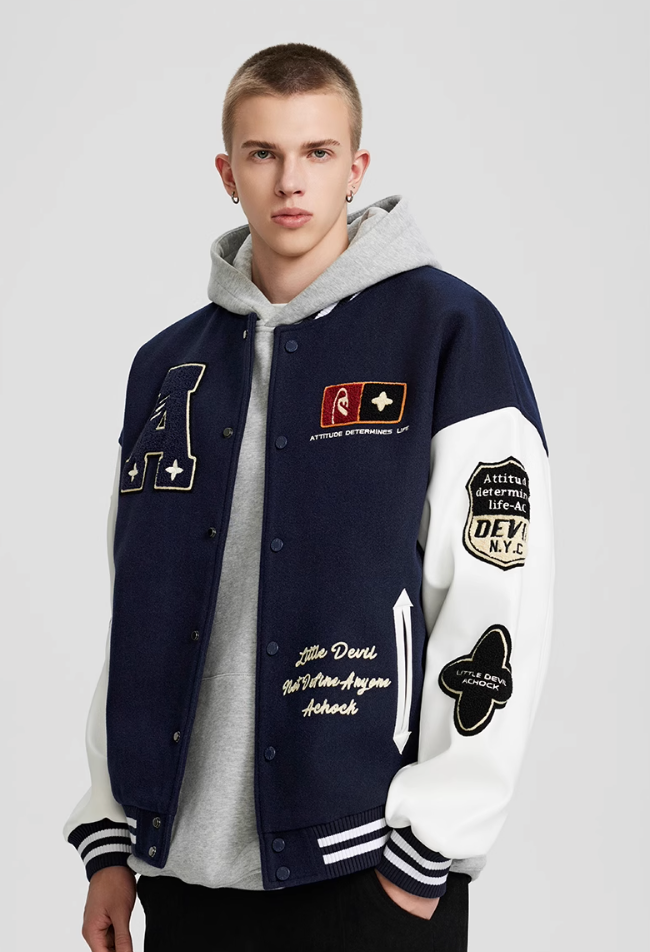 Achock Flocked Baseball Jacket