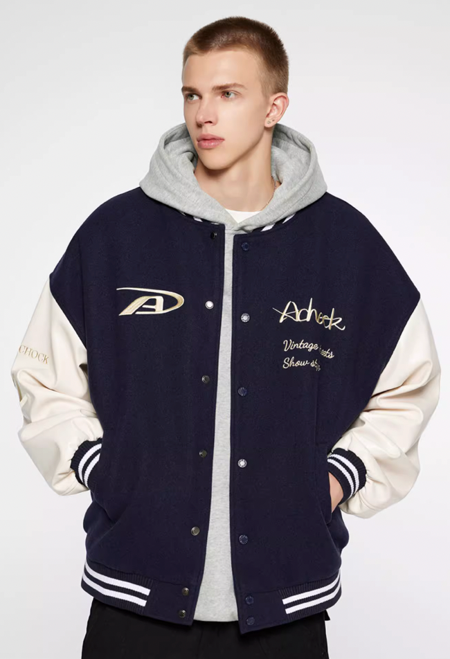 Achock Basic Embroidery Baseball Jacket