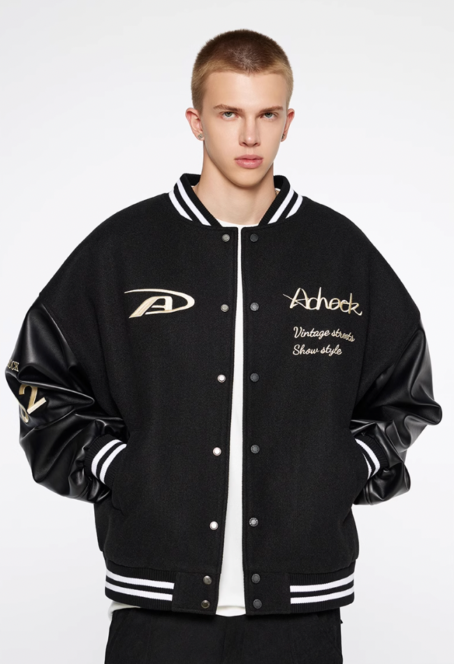 Achock Basic Embroidery Baseball Jacket