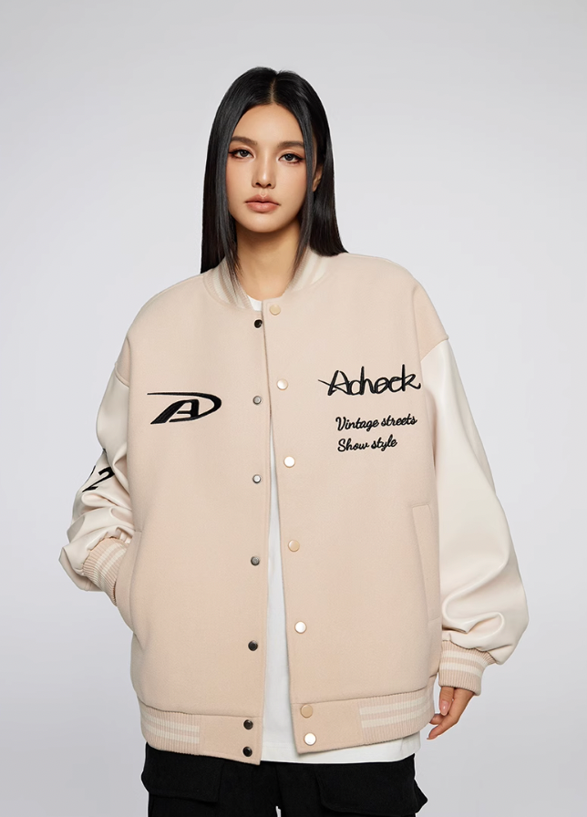 Achock Basic Embroidery Baseball Jacket