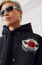 Achock Monogrammed Embroidered Flocked Baseball Jacket