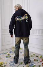 Achock Floral Embroidery Zipper Hoodie