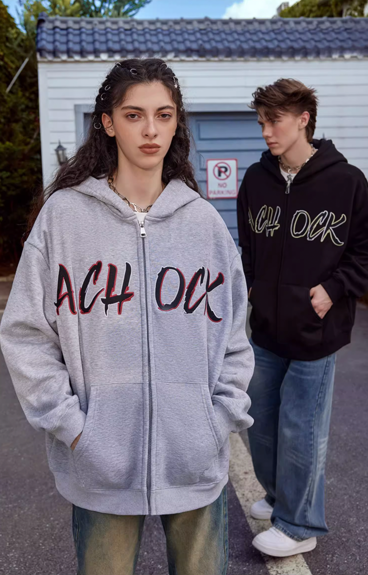 Achock Embroidery Logo Zipper Hoodie
