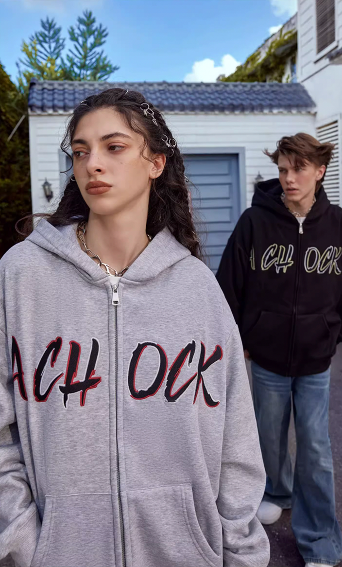 Achock Embroidery Logo Zipper Hoodie