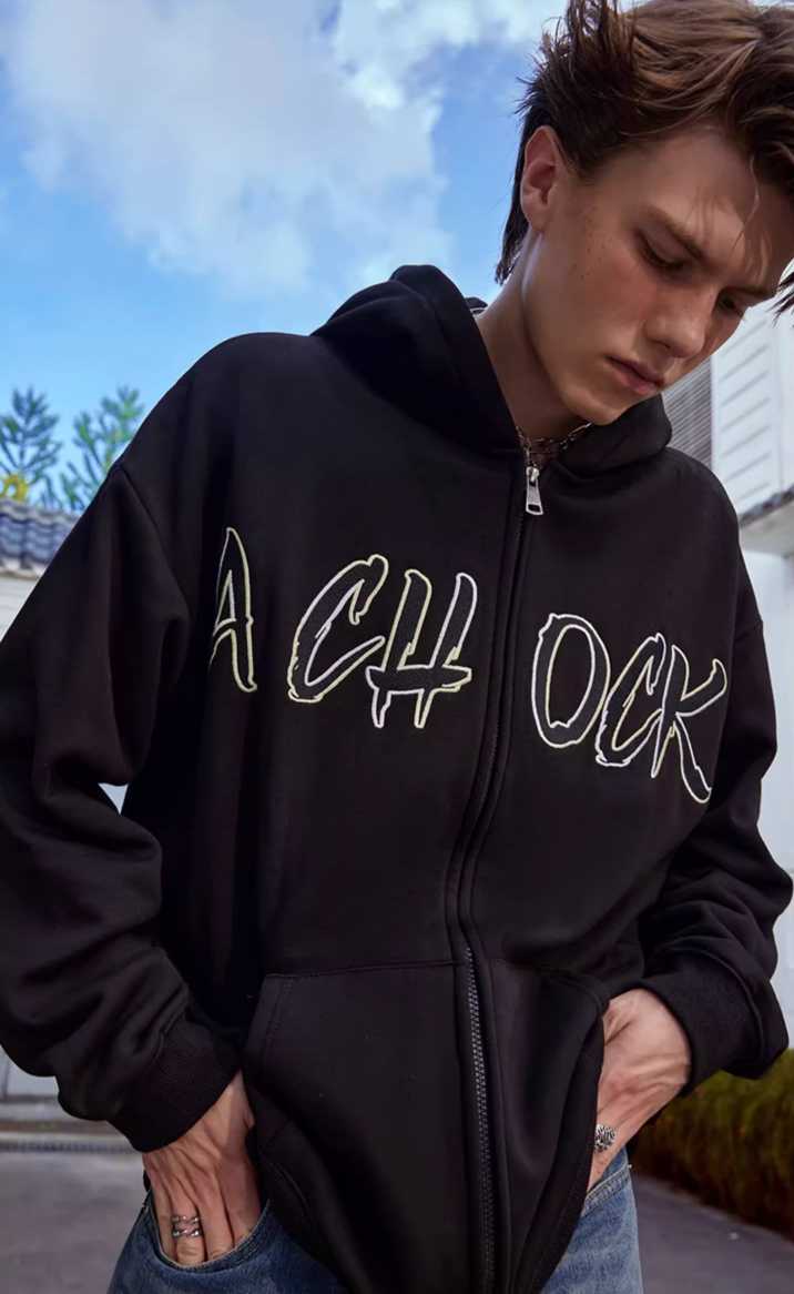 Achock Embroidery Logo Zipper Hoodie