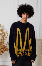 Achock M Letter Knit Sweater
