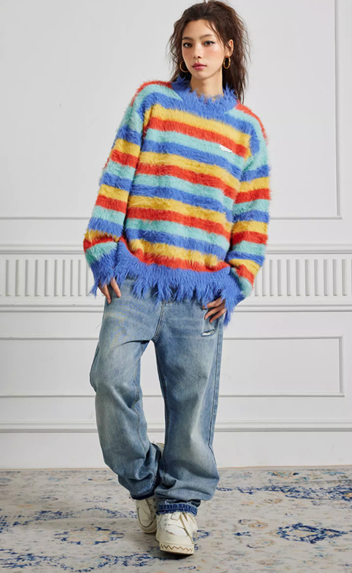 Achock Gradient Striped Knit Sweater