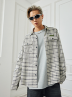 Achock Color Blocking Logo Embroidery Plaid Long Sleeve Shirt