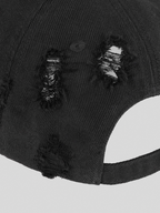 UNDERWATER Washed Ripped Cut Logo Embroidered Baseball Cap